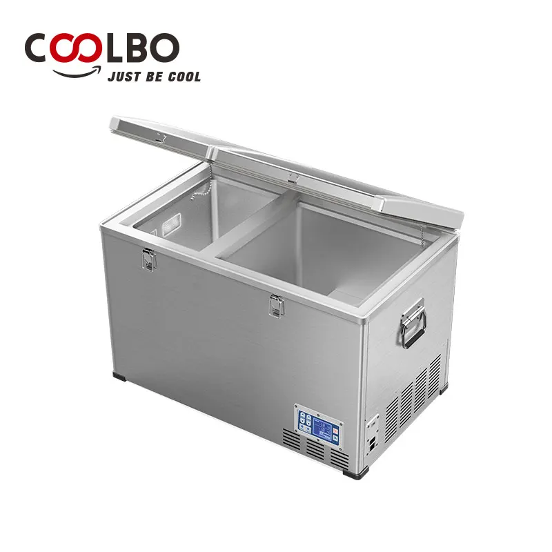 Double Door Horizontal Fridge Double temperature RV Fridge DC 12/24V Double Control Auto Car Fridge BCD100