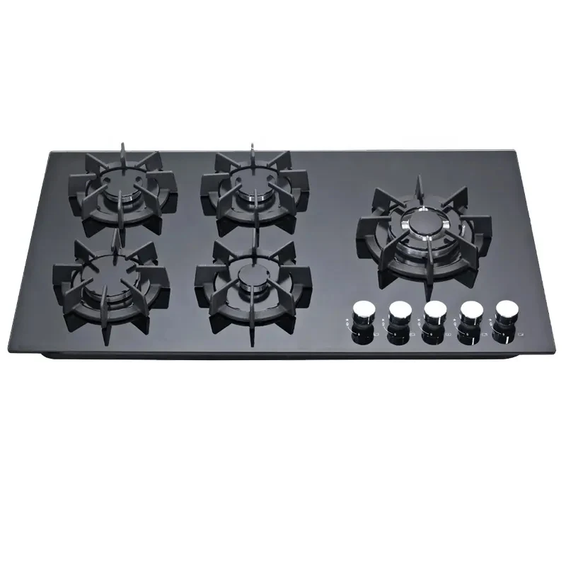 Sales reasonable price burner gas cooker stove explosion-proof tempered glass gas stove 5 burner gas cooktop
