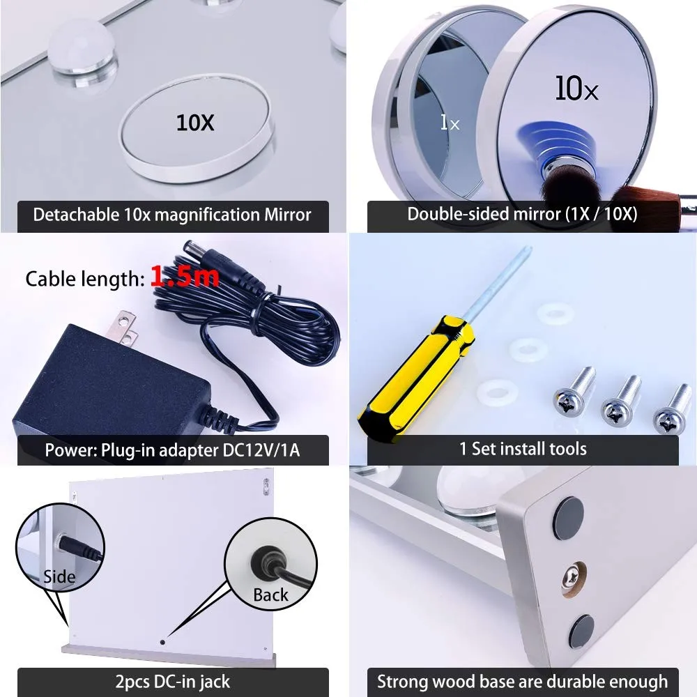 Beautme walmart lighted led light make up mirror magnification professional white vanity mirror