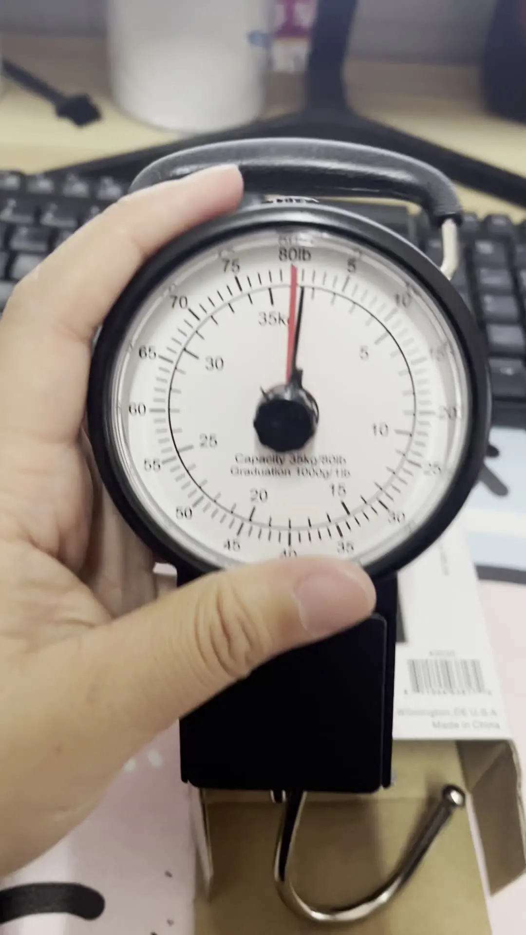 Portable Personal Mechanical Cheap Price 22kg Luggage Scale Crane Scale Balance Luggage Hanging Scale with Rubber Paint Handle