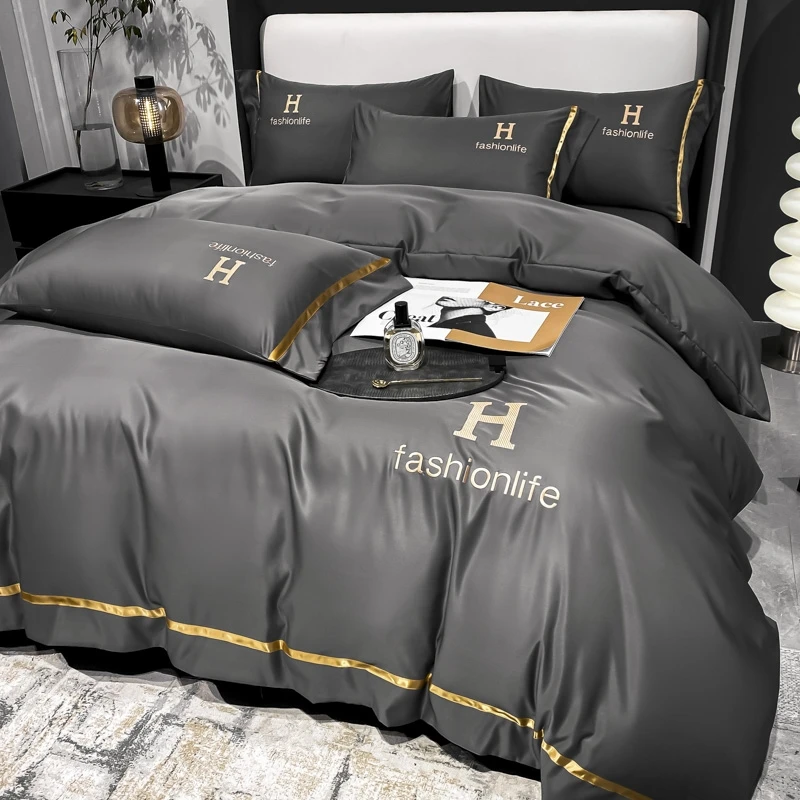 Оптовая продажа, Дизайнерские однотонные комплекты постельного белья, Комплект постельного белья размера «king-size», роскошные постельные принадлежности