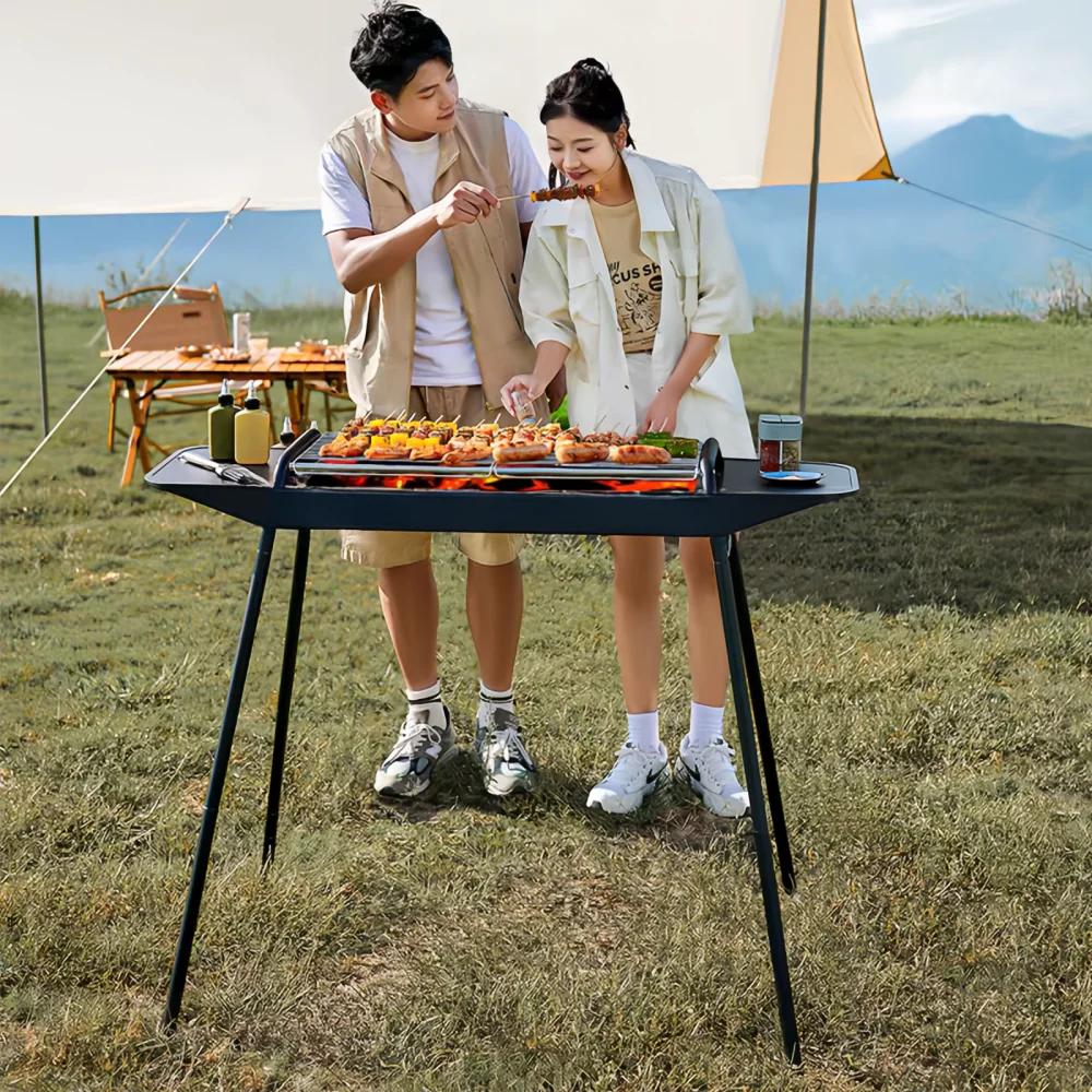 Multifunctional Storage Rack Charcoal Barbecue Grills Stainless Steel BBQ Grill