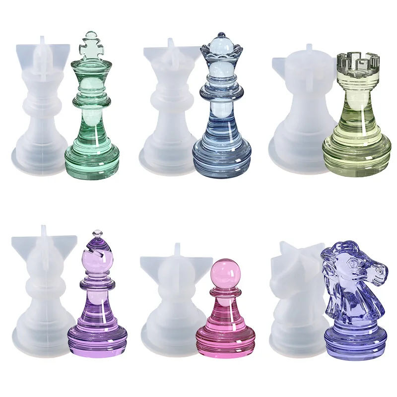 Rawmand 3D Chess Silicone Resin Mold Chess Checkers & Board Game Mold Chess Crystal Epoxy Molds for Kid Adult Family DIY
