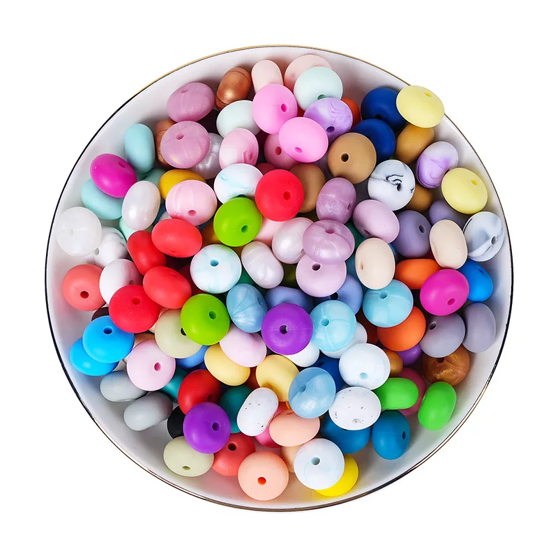 Wholesale 14mm Abacus Silicone Lentil Beads Soft PVC Pacifier Keychains Custom Silicone PVC Beads