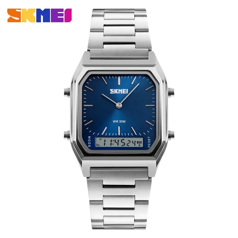 Wholesale Skmei 1220 Fashion Business Male Watch for Men Waterproof Men Retro Analog Quartz Digital Clock Wristwatch