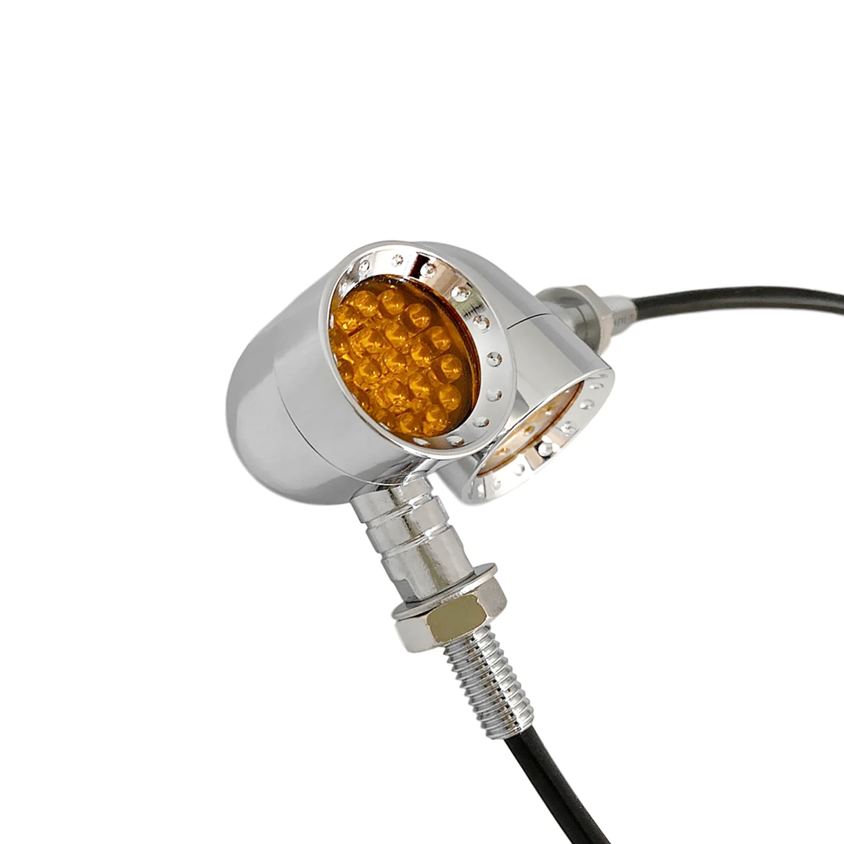 Antique Mini Bullet LED Chrome Turn Signal Lights for Roadster