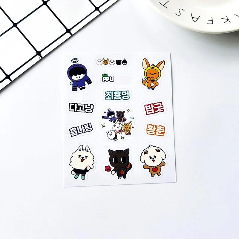 KPOP Yeonjun Soobin Cartoon Figure Self-adhesive Stickers Beomgyu Hueningkai Phone Cup Guitar Waterproof Decals Fans DIY Gifts