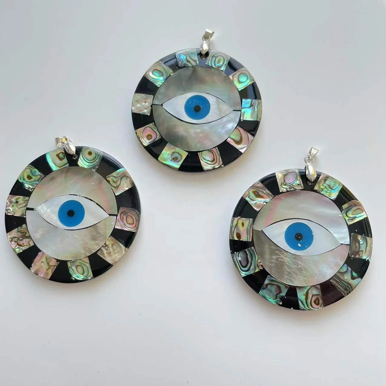 Hot sale natural stone shell evil eyes pendant for Jewelry DIY