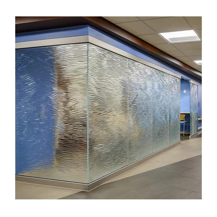 Hot Melt Tempered Fused Water Ripple Glass Partition Wall Prices