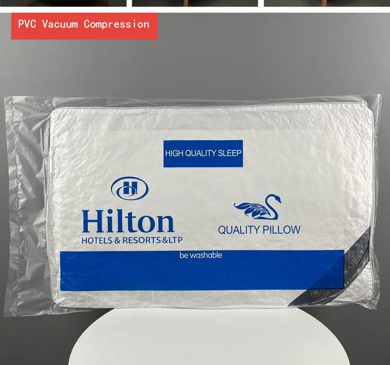 Hotel bed pillow wholesale custom logo size hilton pillow 1000g with bag double lining 3d