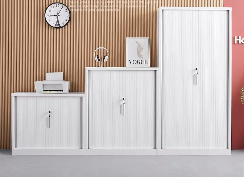 Double Sliding Door Rolling Shutter Storage Steel Cabinet Tambour Door Top Filing Cupboard Office