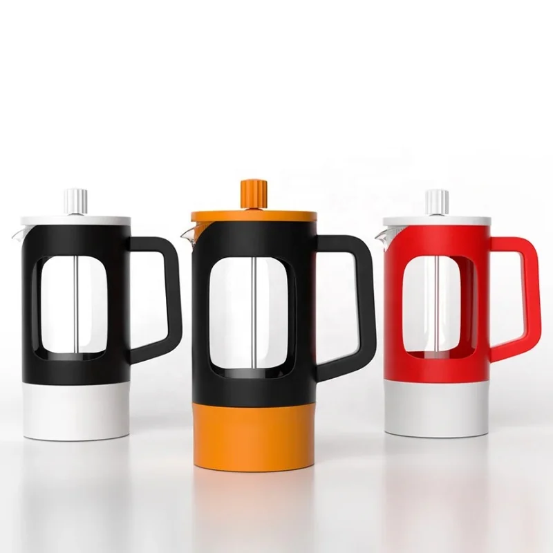 Colourful household French press glass tea brewer hand-pressure filter cup brewing cold brew pot hand-brewed coffee maker