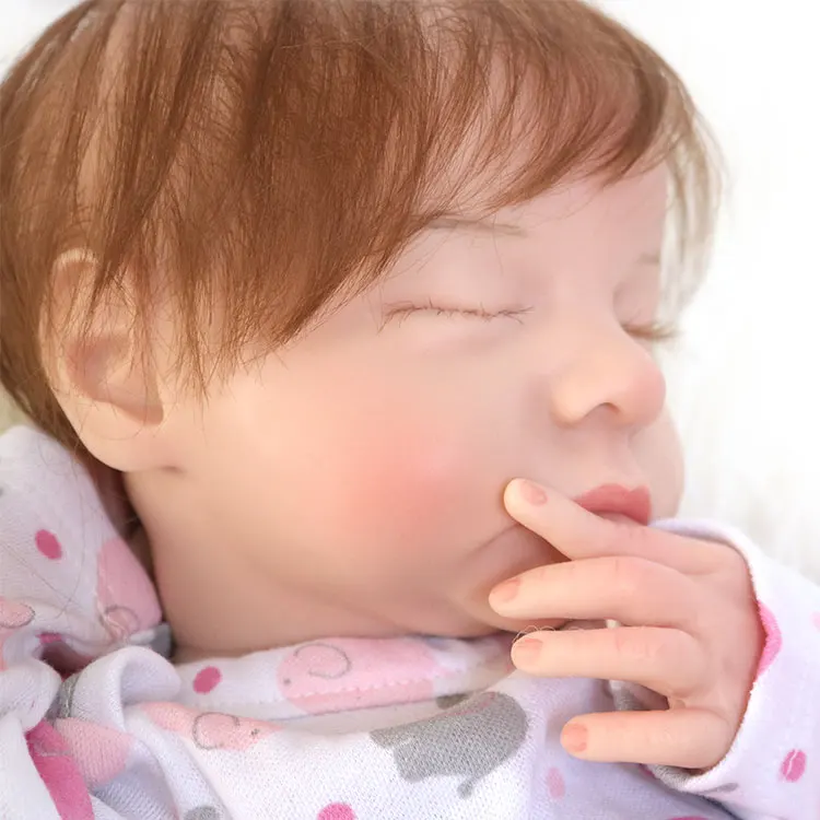 Silicone Baby Doll Realistic Reborn 16inch Sleeping Reborn Dolls Customize Painted Reborn Doll Handmade Bebe Solid Silicone Dol
