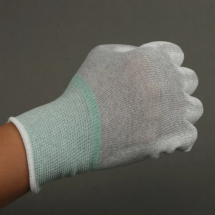 13g Polyester Construction Black Antistatic Pu Plam Coating Protective Esd Anti-static Pu Carbon Yarn Coated Safety Work Gloves