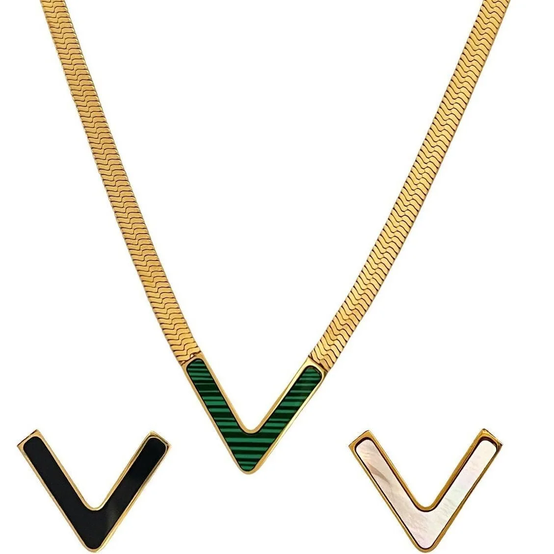 European & American Designer Simple Temperament Hip Hop Metal Street Pats Snake Bone Chain Choker Geometric V-shaped Necklaces