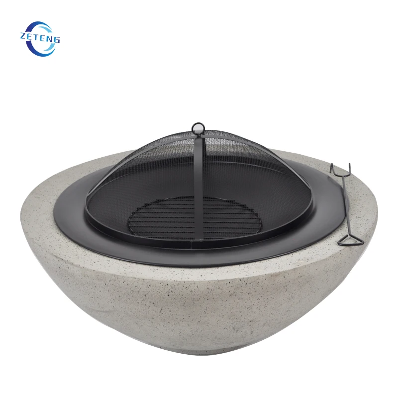 Round Wood Burning Firepit Patio BBQ Brazier Outdoor Garden Heater Magnesium Oxide Base Fire Bowls Barbecue MGO Fire Pit