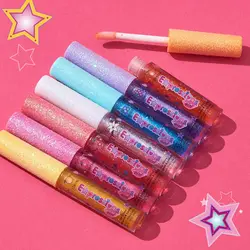 Shimmer fruity flavors skin-friendly kids makeup girls ideal gift lip gloss wands with glitter