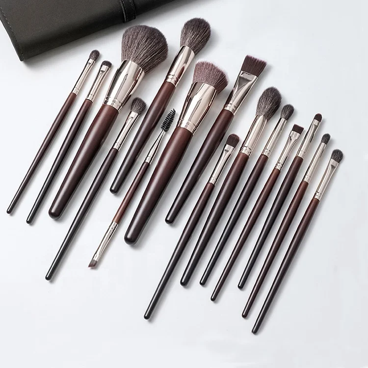 High Quality Low Price Brush Manufacturer Natural Hair Wood Handle Black Make up Brushes Cosmetic Custom Makeup Brush Set