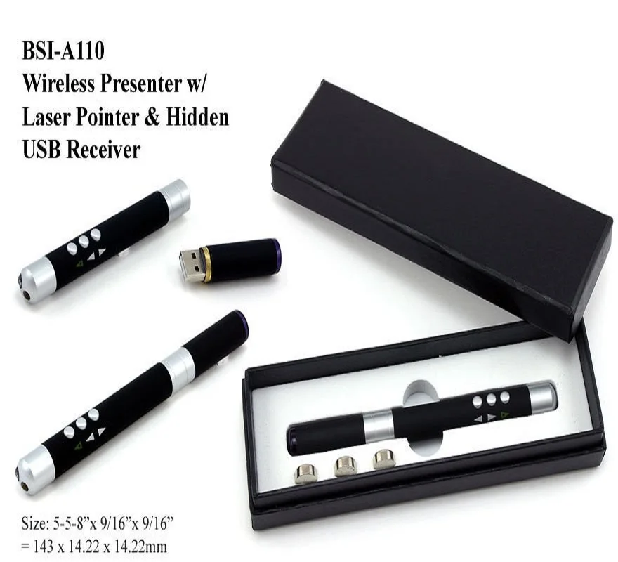 Wireless Presentation Teaching Pointer Pen with Green Light  2.4GHz USB Remote Control for PPT Presentation