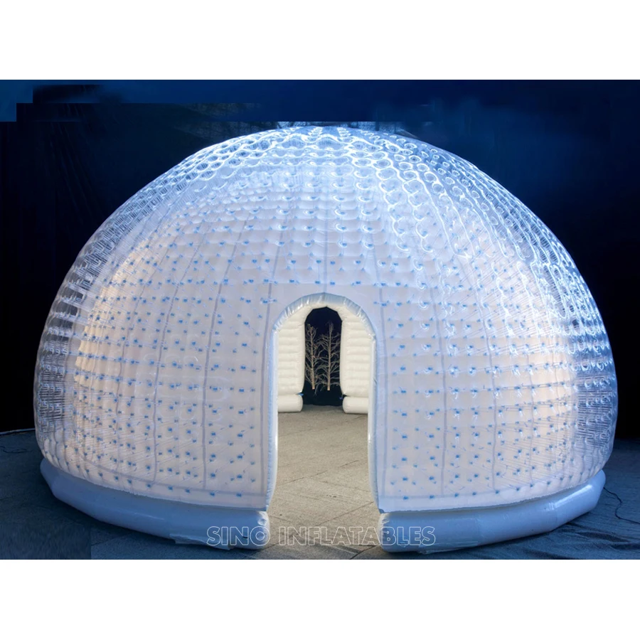 6m Air tight big dome inflatable bubble tent with LED lights placed inside via zippers with clear pvc outside for exhibition