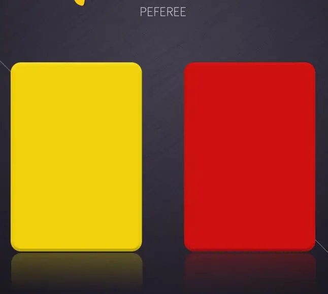 Football match referee red and yellow cards