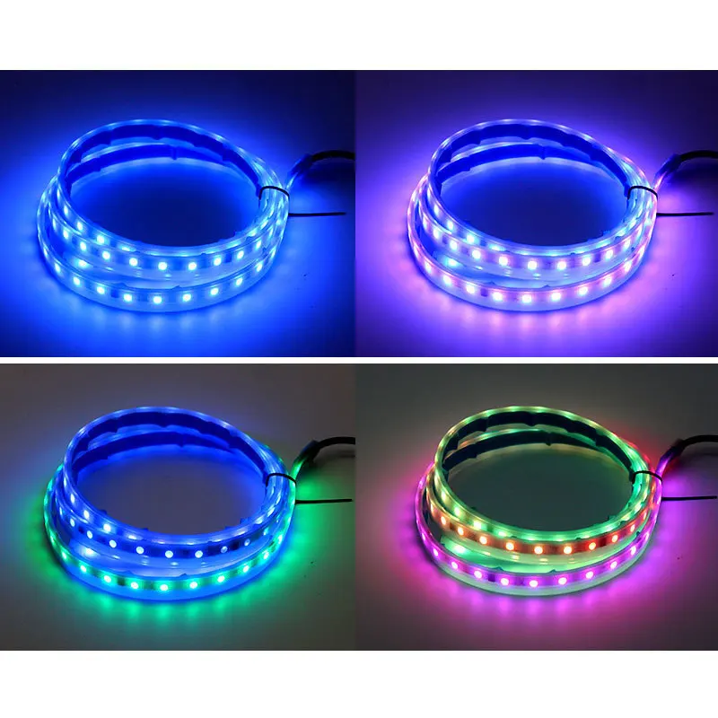RGB Led strip Car Hood Light Through-type Auto Strobe Modified Front Headlight Upgrade 1.2/1.5/1.8m Decorative  Welcome Light