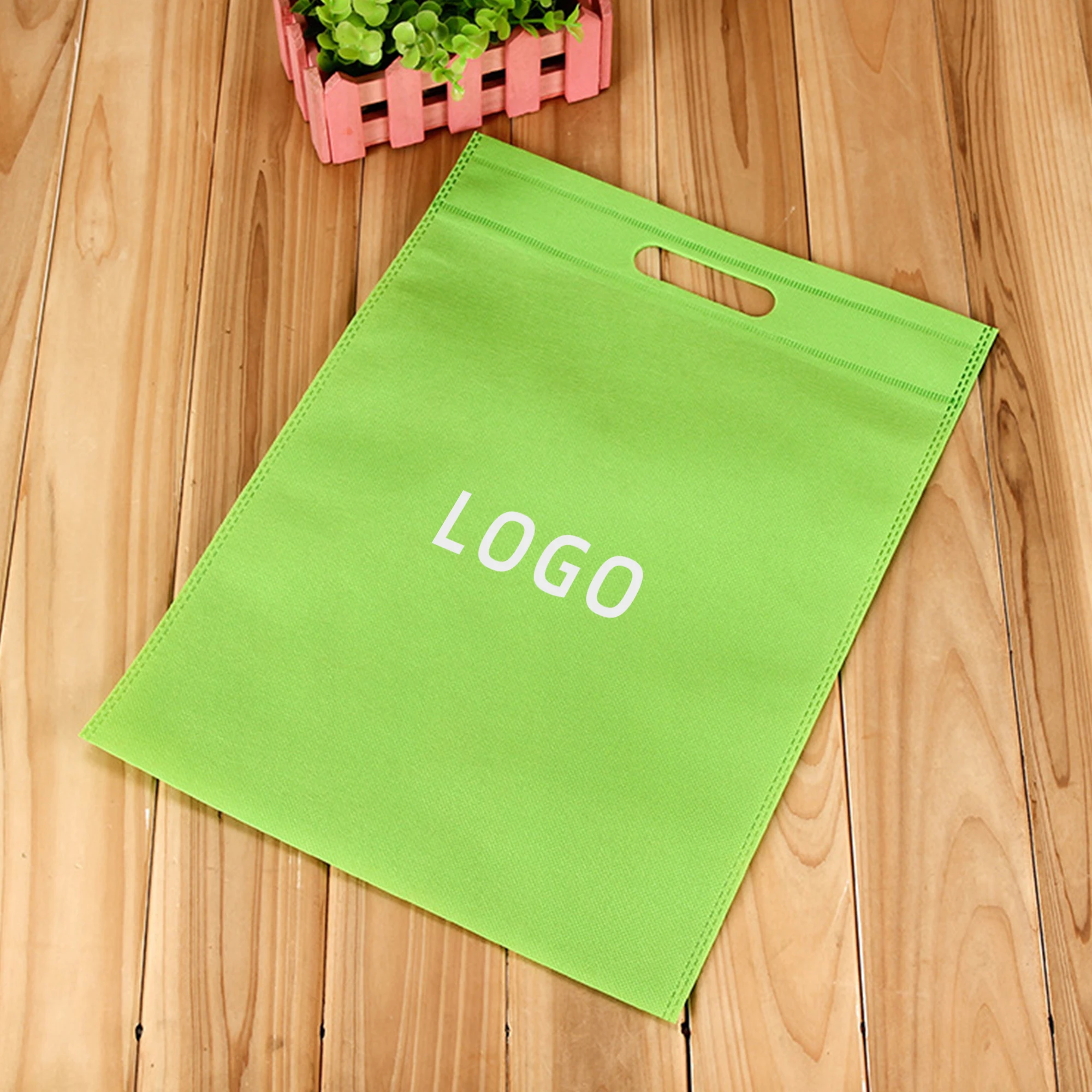 Eco friendly custom logo advertising non-woven bag nonwoven U Cut bag non woven Die Cut shopping Bag with logos