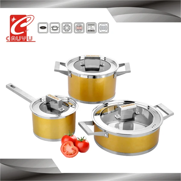 6Pcs Colorful Stainless Steel Cooking Pots Set Juego De Olla Acero De Inoxidable