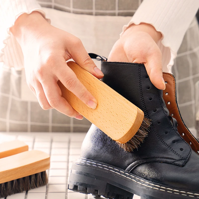 Mane hair shoe brush set shining home use horse hair brush boot cleaner shoe cleaning