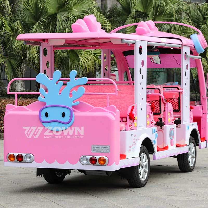 Best price mini cartoon bus electric car pink coral city sightseeing bus for sale
