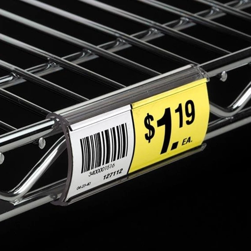 Clear Plastic Label Holders Sign Display Holder Price Tag Label Clip for Retail Price Ticket Tagging Merchandise Shopping Mall