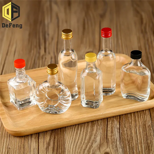 50ml small glass wine Rum Bottle Glass Liquor Bottles With Aluminium Screw Cap