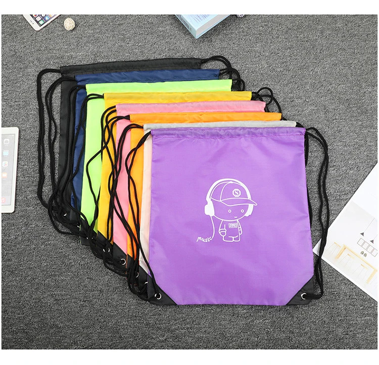 Cheap Custom Made RPET Promotional Travel Polyester Backpacks Drawstring Bag With Customized Printing Pattern Luminous ink