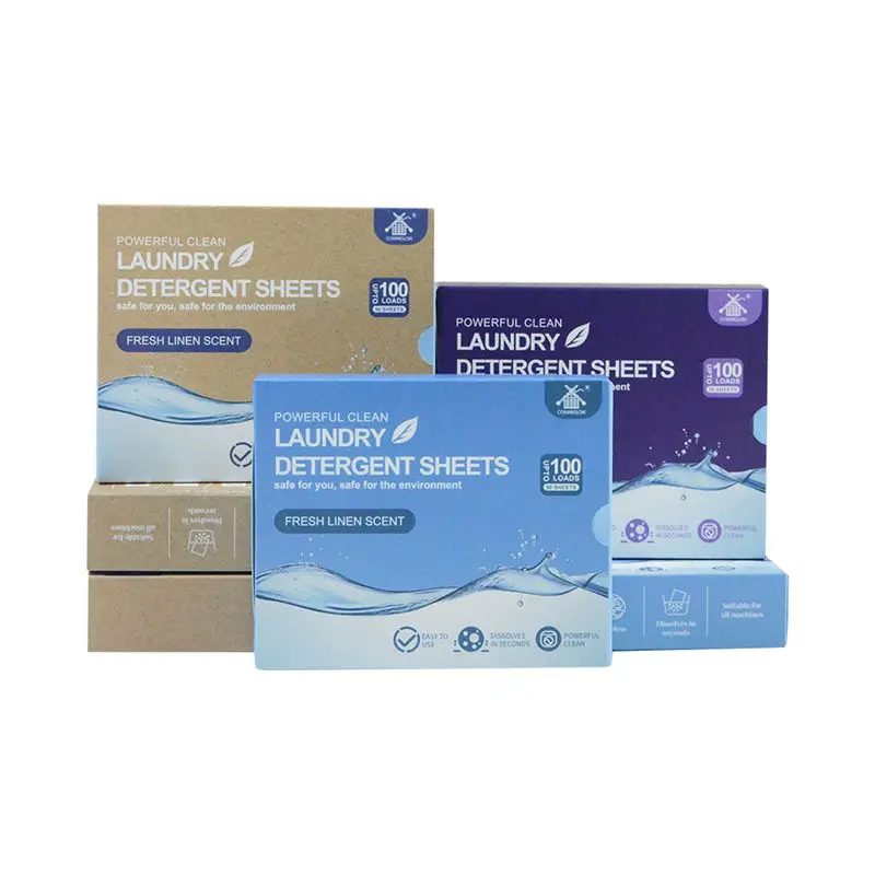 Biodegradable laundry detergent sheets zero plastic easy to rinse no residue Laundry detergent strips for sensitive skin