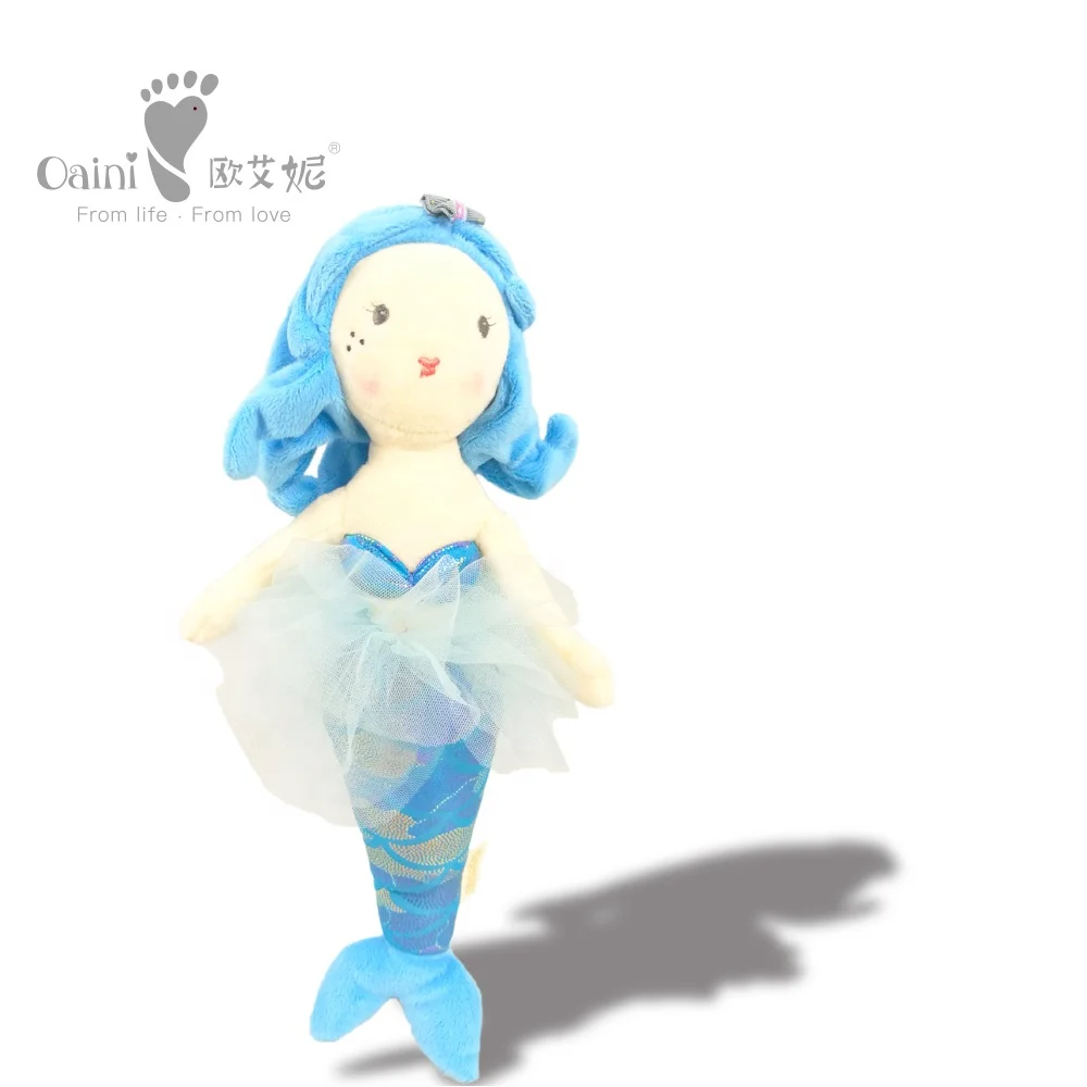 OAINI ODM OEM New Design High Quality Infant Accompany Plush Animal Toy Anti-MIte Organic Cotton Baby Stuffed  Mermaid Toy