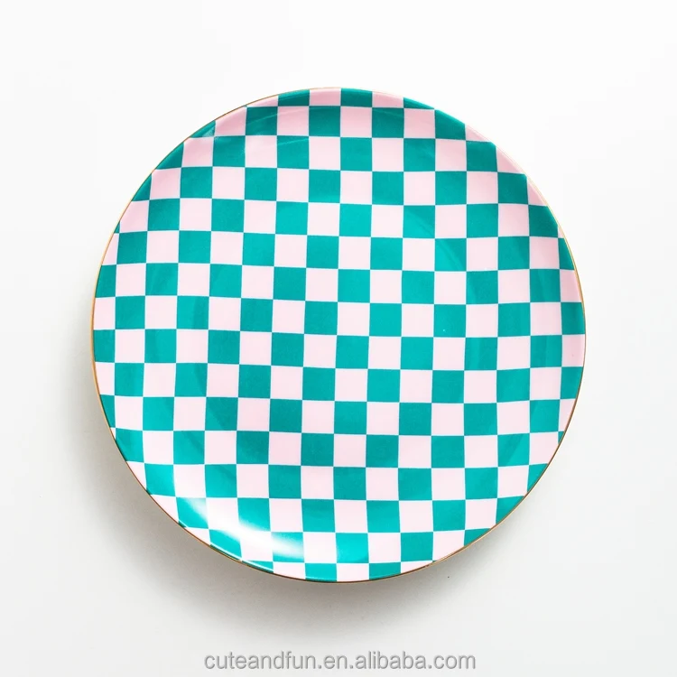 Home Art Decor 8 inch Dinner Plates Gold Rimmed Dessert Plates Fashion Dishes & Plates for Decorations