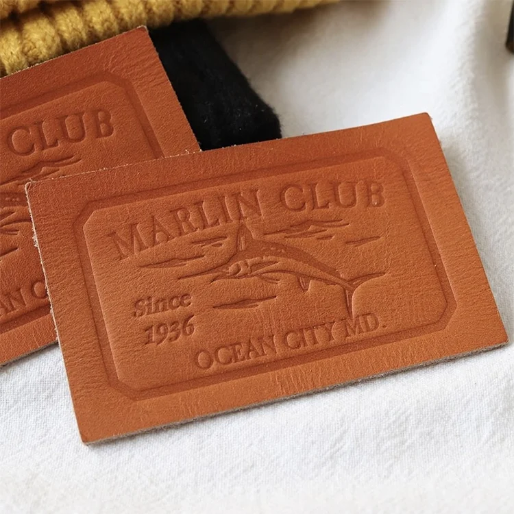 Custom Embossed Cow Leather Label Patch For Hats