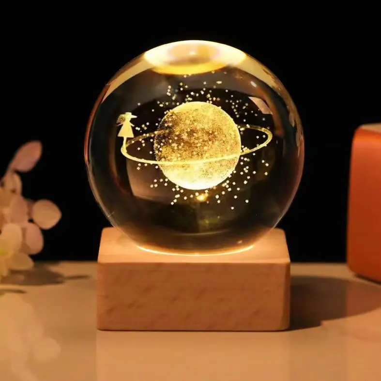 wholesale souvenir custom round 3d crystal glass galaxy cloud luminous crystal ball night glass crystal ball spheres
