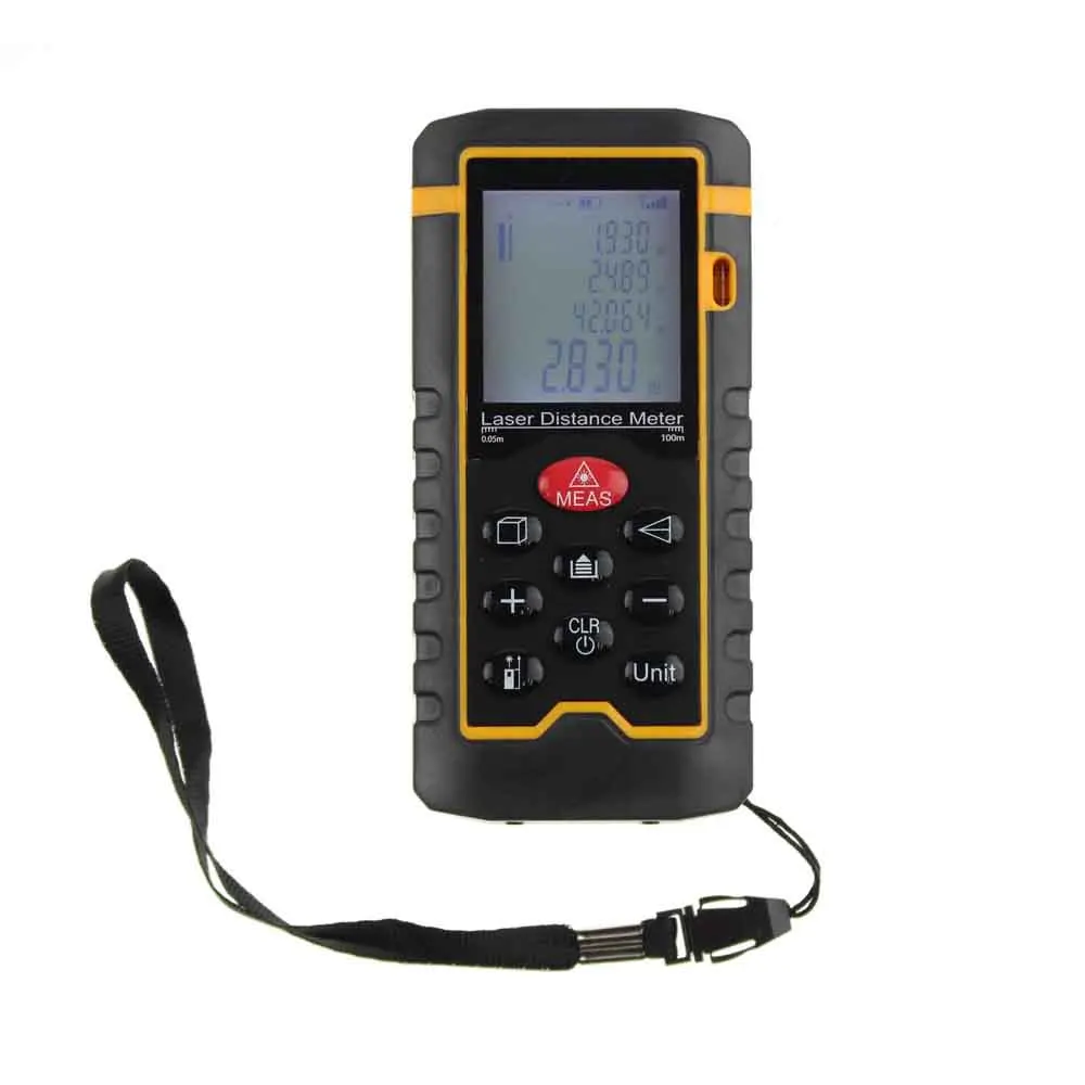  HTI HT-100 открытый цифровой лазерный дальномер 100 м 2*1 5 V AAA промышленный 0 05-100m 116*56 * маленького размера круглой формы с диаметром 32 мм 2