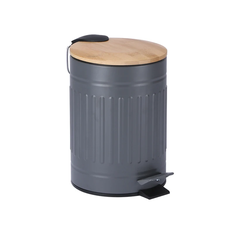 Indoor Foot Step Pedal Home kitchen Bathroom Toilet Trash Can Trash Bin Garbage Bin Innovative Dust Bin With Bamboo Lid