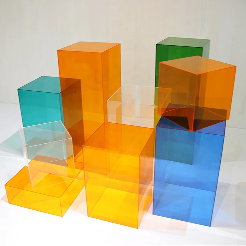 Custom Clothes Wedding jewelry bag Decoration case Floor Display Plinth Round Acrylic Cylinder Display Stand for show
