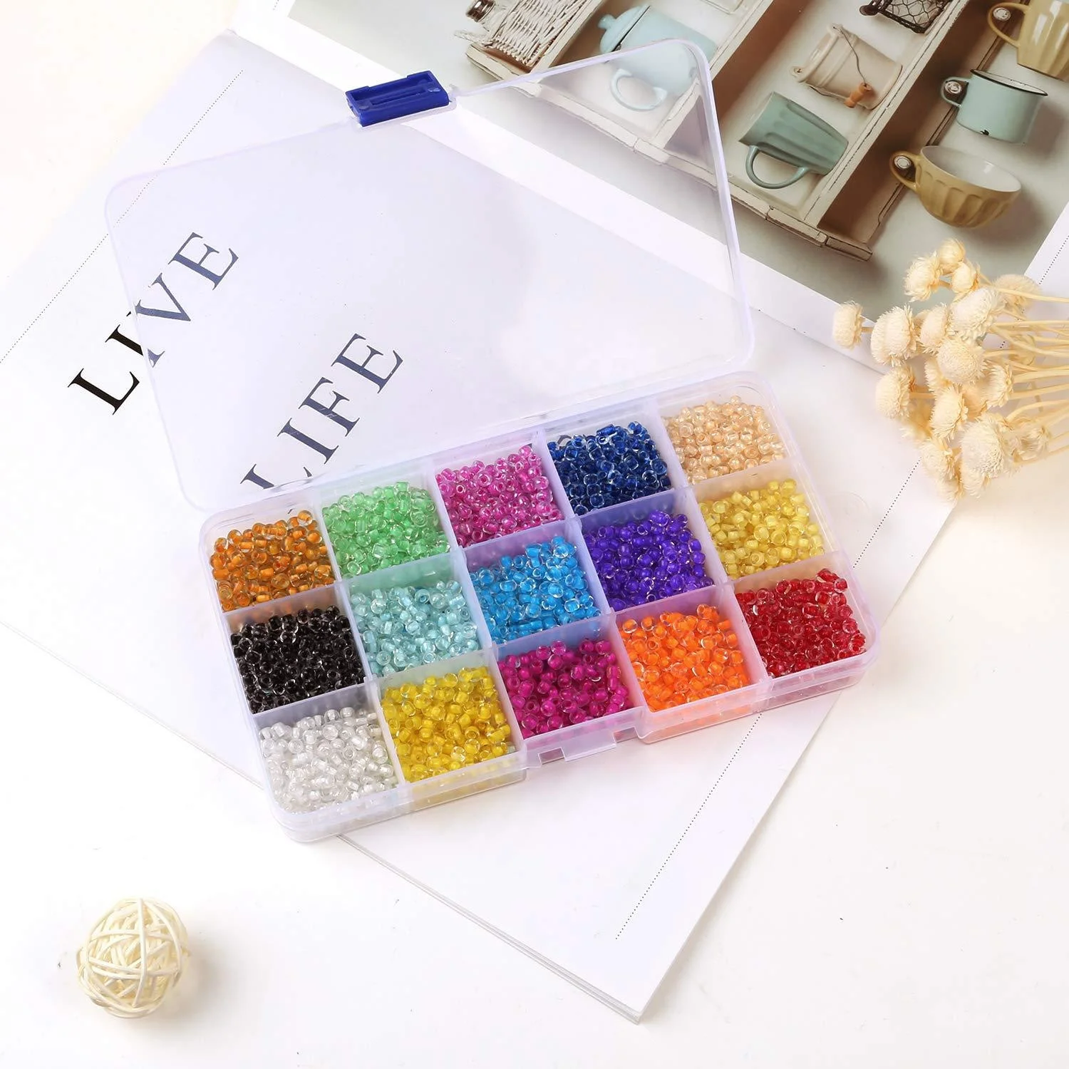 New Product 3/4mm Glass Seed Beads Glass Pony Beads Small Pony Beads Kit With Box For Jewelry Making