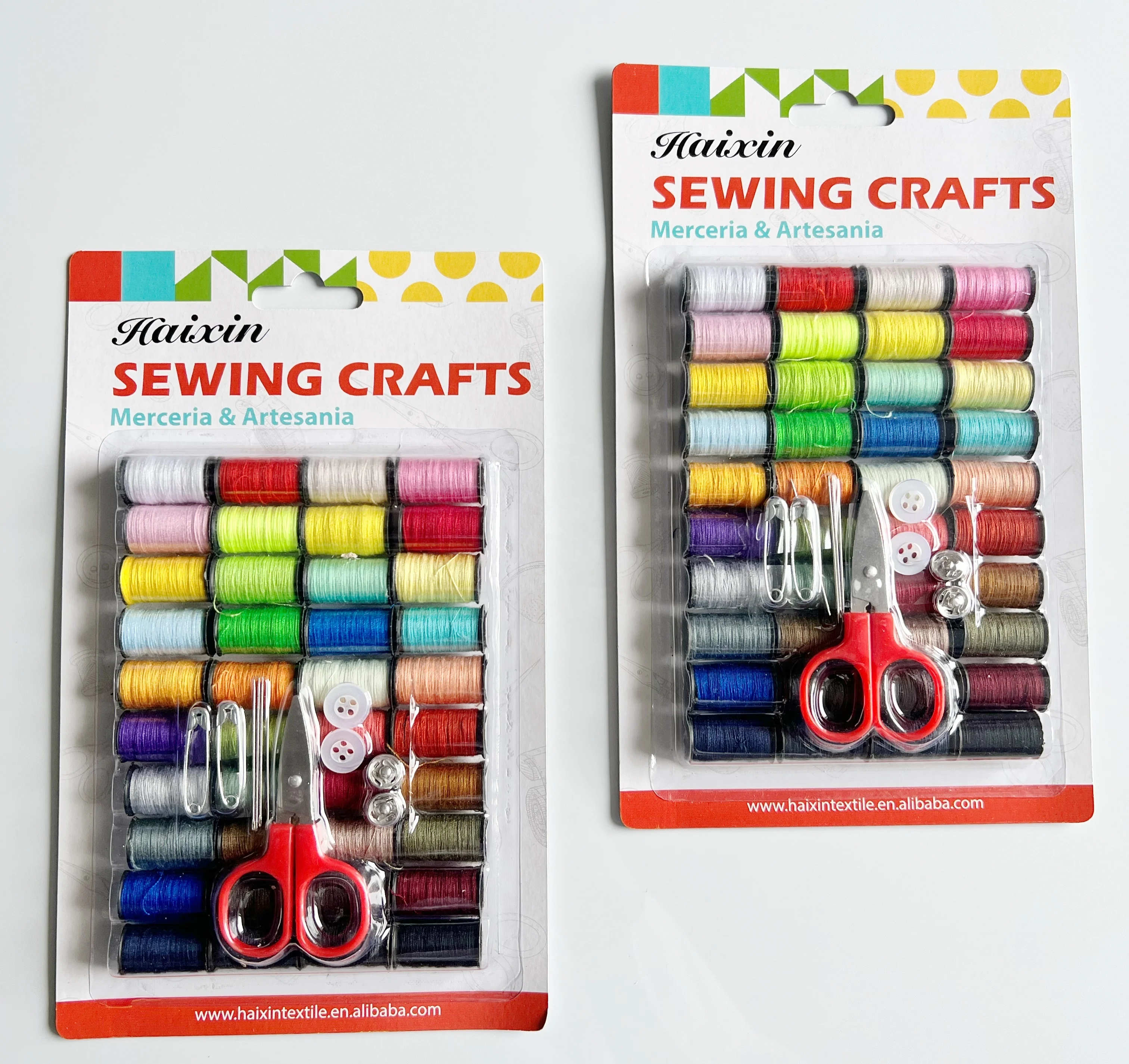 Household Sewing Kit Set With 40 colors Threads Needles button and scissor in Blister Card