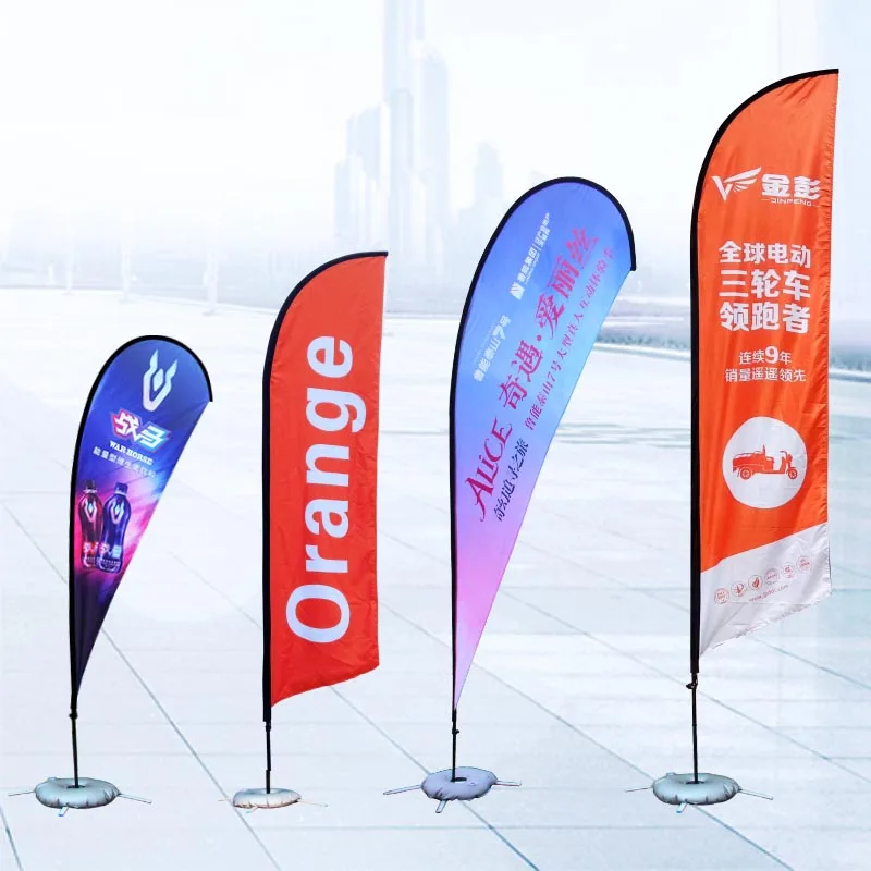 High quality polyester promotional advertising custom logo printed outdoor teardrop feather beach flags and banners