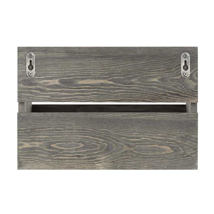 
Rustic gray mounted mail organizer rack with 4 key hooks wholesale magnetic key holder wood 