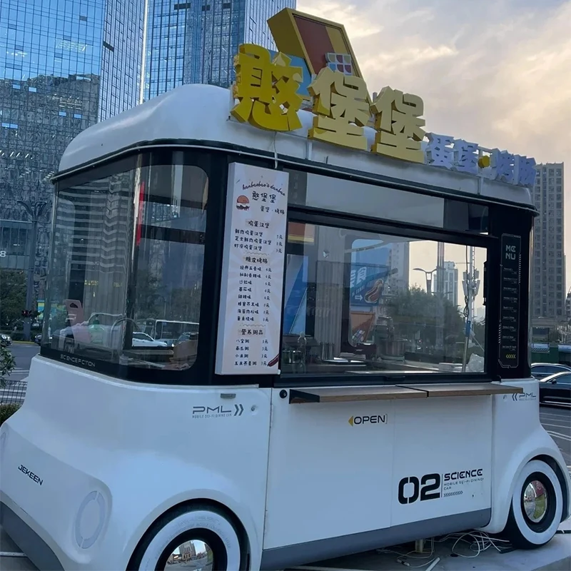 Custom Shaped Mobile Coffee Food Truck Milk Tea BBQ Barbecue With Full Small Kitchen Street Mobile Cart