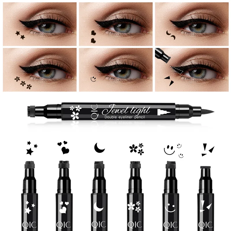 vegan no logo private label eyeliner double headed OEM 2 in 1 winged eyeliner stamp pencil with eraser