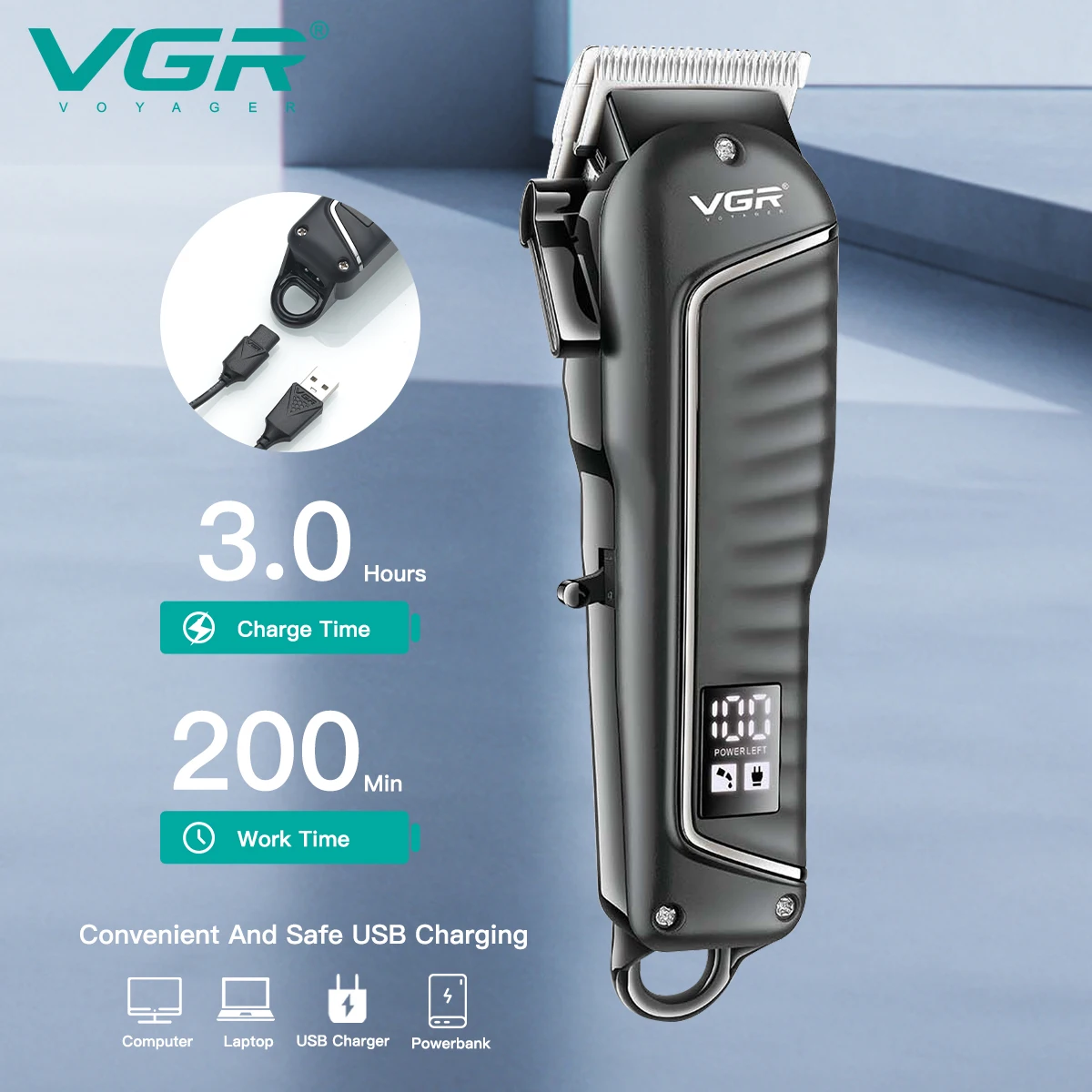 Vgr V-683 New Modle Professional Electric Hair Trimmer Cord And Cordless Hair Clipper For Men Hair Cutting Machine