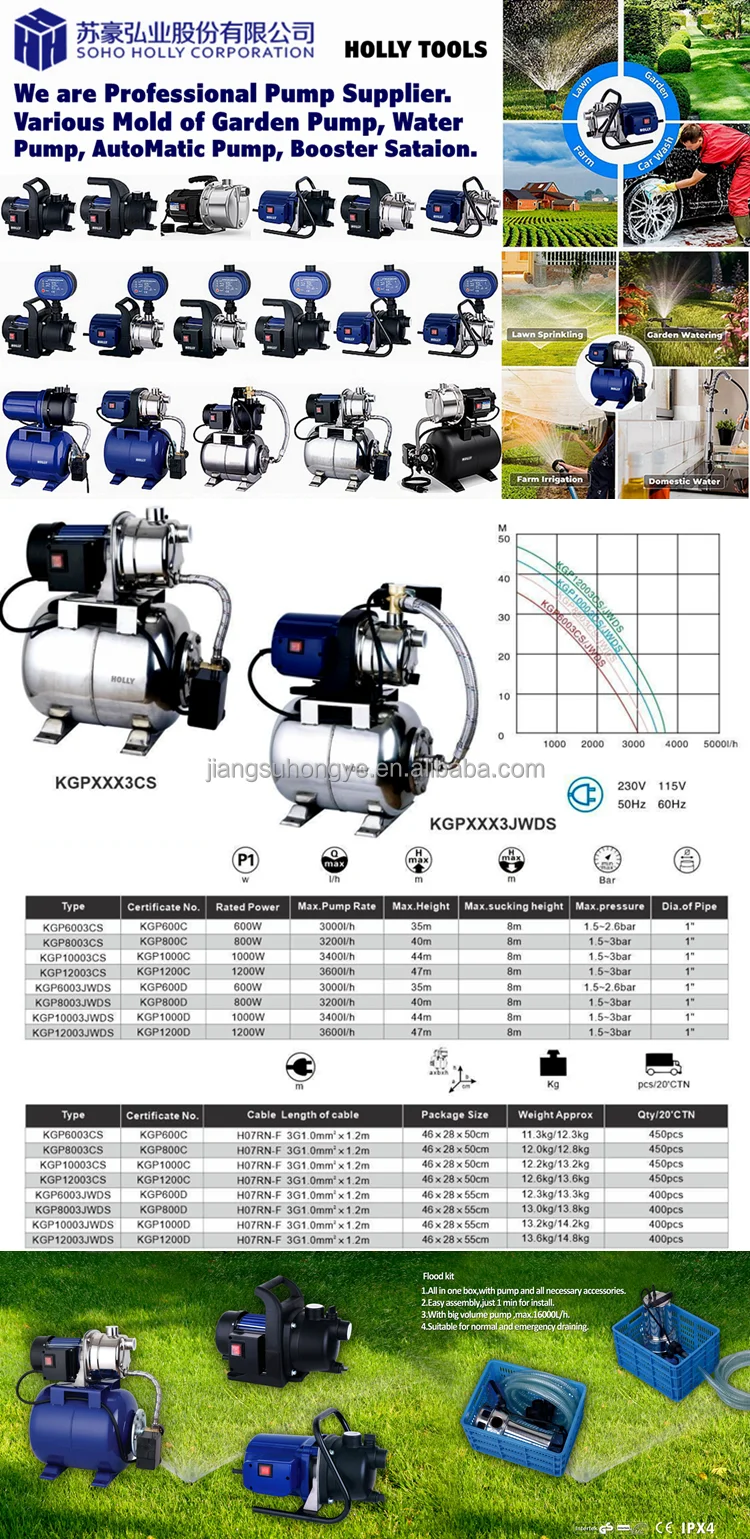 New 600W Automatic Booster Station System Water Supply Pumps with 19L Stainless Steel Pressurized Storage Tank 0.8HP Garden Pump