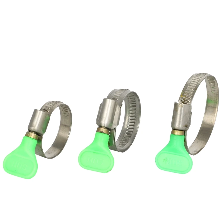 Non Perforated Worm Drive Easy Twist Turn Key Butterfly Handle Plastic Handle Thumb Screw Hose Clamp Hose Clip